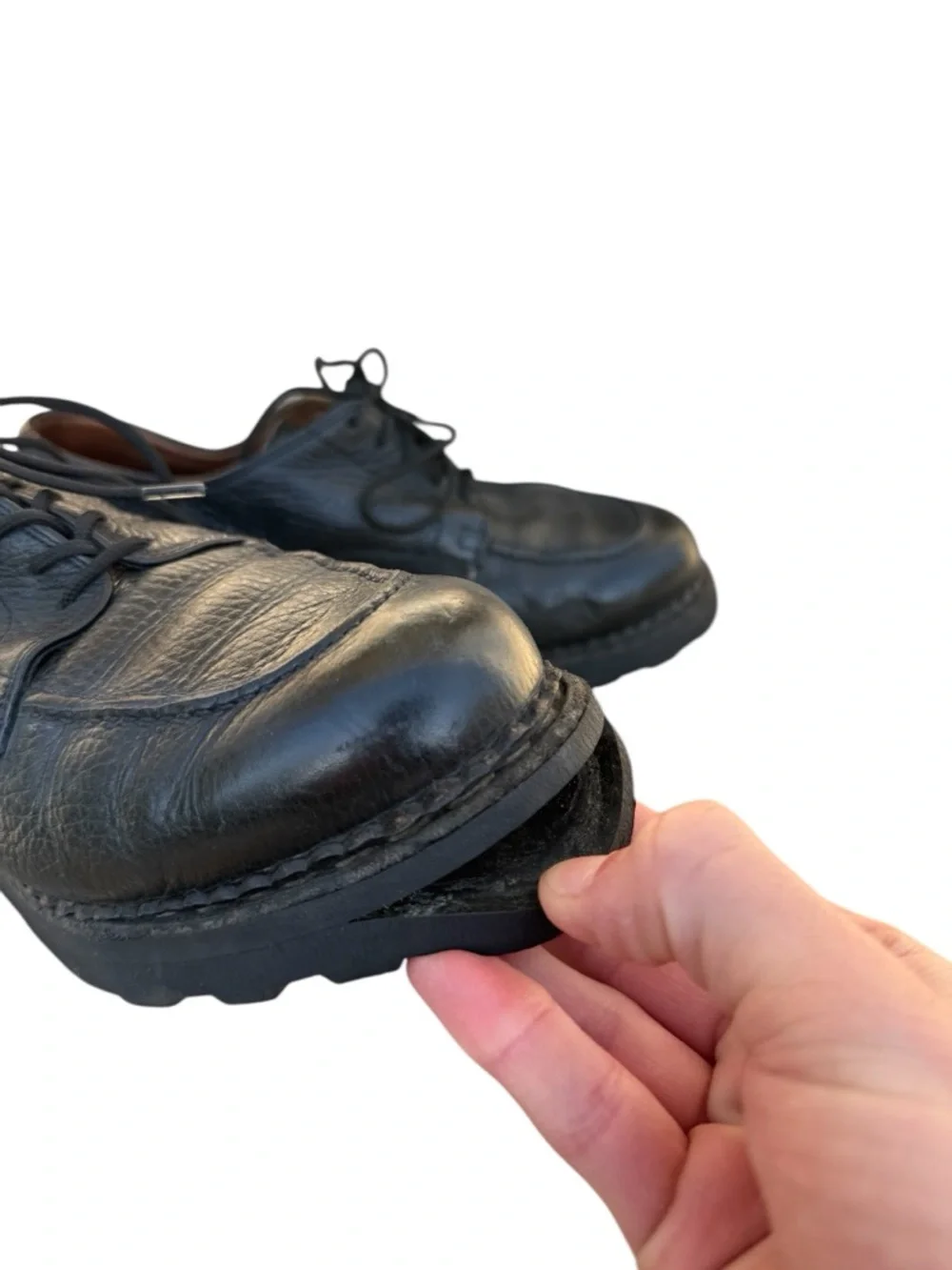Paraboot Chambord Leather Derby Shoes in Black 6.5 UK 7.5 US Lace France